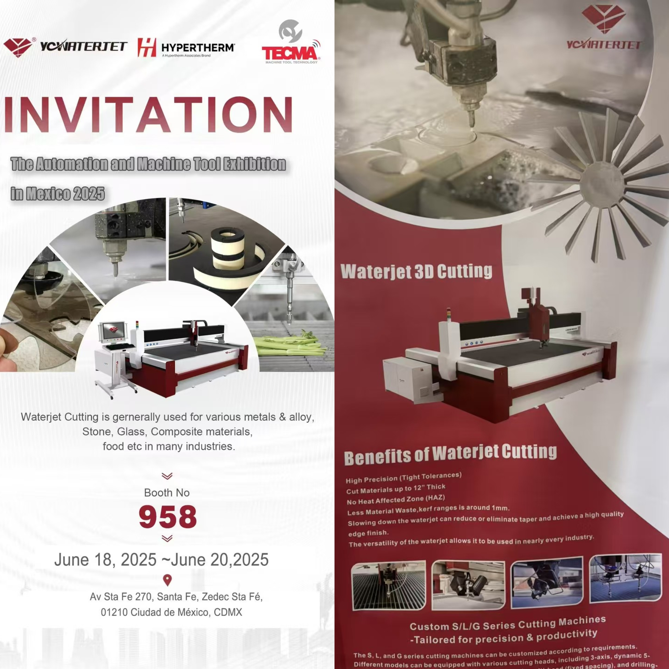 YC WaterJet brille à Tecma Mexico, présentant l'influence internationale de la technologie de coupe du froid